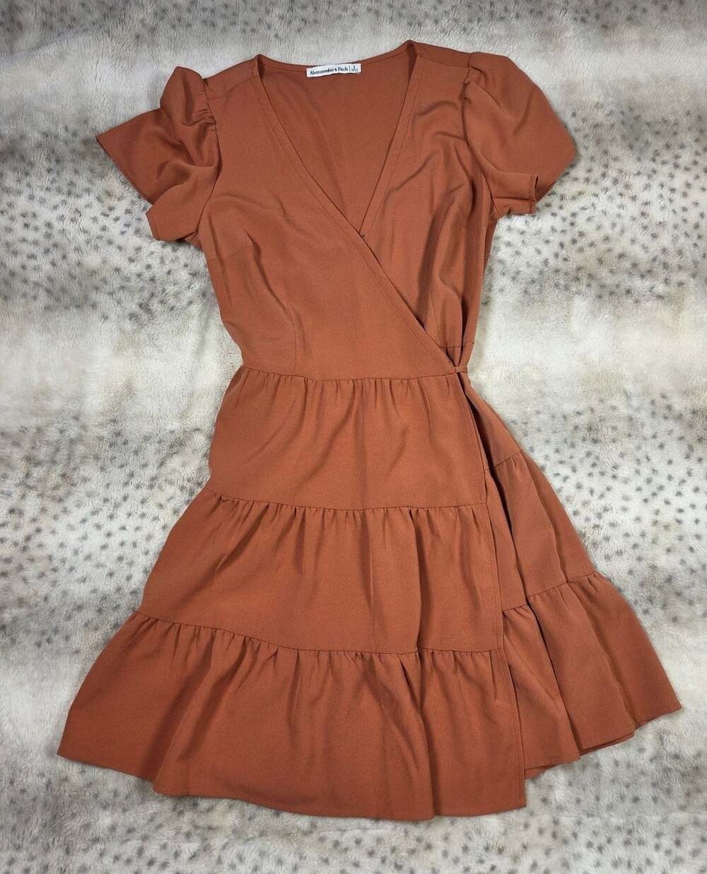 Abercrombie & Fitch Burnt Orange Short Sleeve Fall Mini Wrap Dress Size S